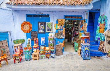 Mavi Medine 'deki sokak pazarı Şef, Fas, Afri