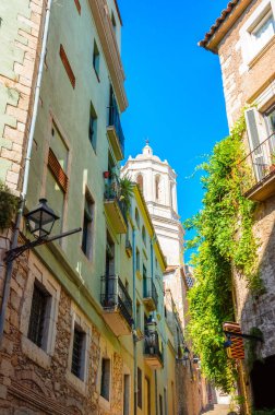 Eski Girona, Katalonya, İspanya 'da rahat bir cadde