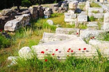 Akropolis, Atina 'daki eski harabelerin panoramik manzarası, Gre' nin başkenti