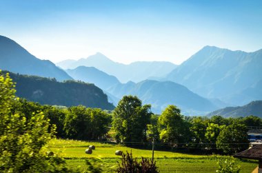 Alp dağlarının yaz manzarası