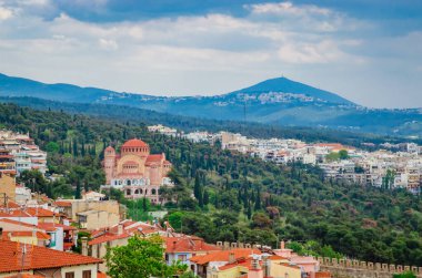Selanik 'teki Aziz Paul Katedrali' nin güzel yaz manzarası, G
