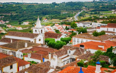 Portekiz 'in eski Obidos şehrinin güzel manzarası.