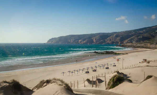 Beautiful Guincho beach near old  town Cascais, Portugal, in sum