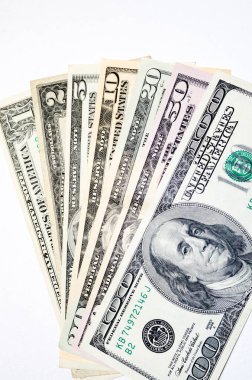 Macro shot 1, 2, 5, 10, 20, 50, 100 dolar.