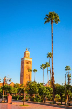 Marakeş eski medine Koutoubia Camii minare, Fas