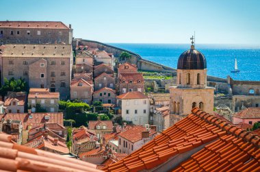 Hırvatistan 'ın ünlü Dubrovnik kentinin hava panoramik manzarası