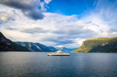 Sognefjord 'un panoramik manzarası, en güzel fiyortlardan biri. 