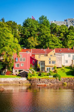 Norveç 'in güzel Trondheim şehrinin panoramik manzarası 