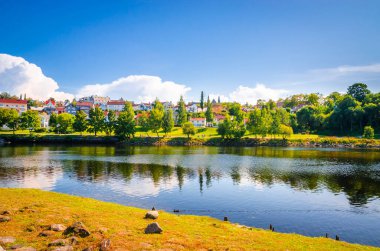 Norveç 'in güzel Trondheim şehrinin panoramik manzarası 
