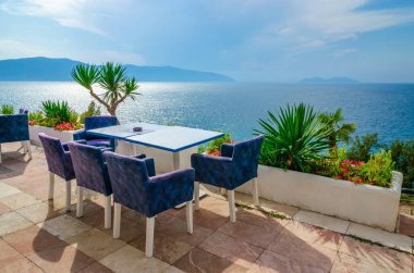 Arnavutluk 'un Vlora kentinde güzel bir yaz deniz manzarası