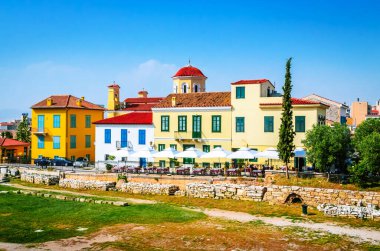 Plaka Bölgesi, Atina, Yunanistan 'da Güzel Roman Agora.