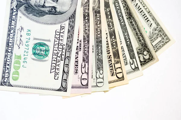 Macro shot 1, 2, 5, 10, 20, 50, 100 dolar.