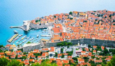 Hırvatistan 'ın ünlü Dubrovnik kentinin hava panoramik manzarası