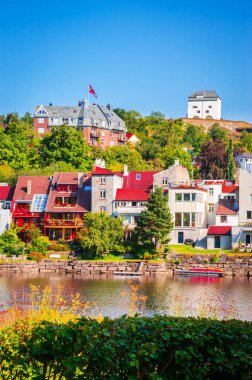 Norveç 'in güzel Trondheim şehrinin panoramik manzarası 