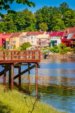Norveç 'in güzel Trondheim şehrinin panoramik manzarası 
