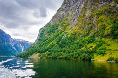 Sognefjord 'un panoramik manzarası, en güzel fiyortlardan biri. 