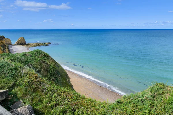 Det Ett Område Som Ligger Toppen Klippa Normandie Kusten Solig — Stockfoto