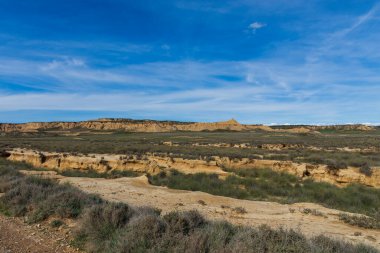 Güneşli bir günde, yarı çöl manzarası..
