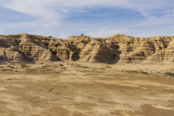 View Semi Desert Landscape Sunny Day Clouds — Stock Photo, Image