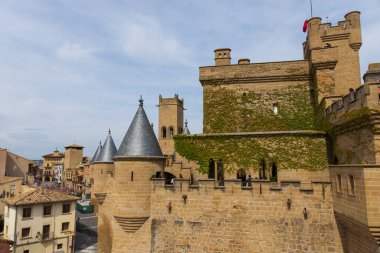 Şehrin tarihi şatosu, bulutlu bir günde.