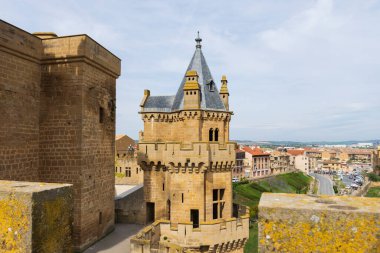 Şehrin tarihi şatosu, bulutlu bir günde.