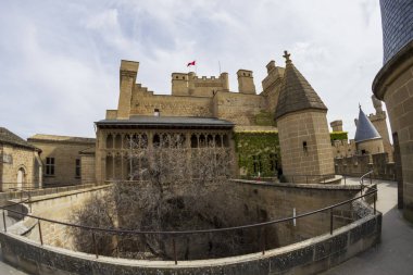 Şehrin tarihi şatosu, bulutlu bir günde.