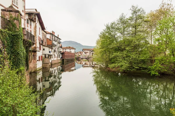 Bölgenin tipik evleri, nehir, köprü ve bitki örtüsü.
