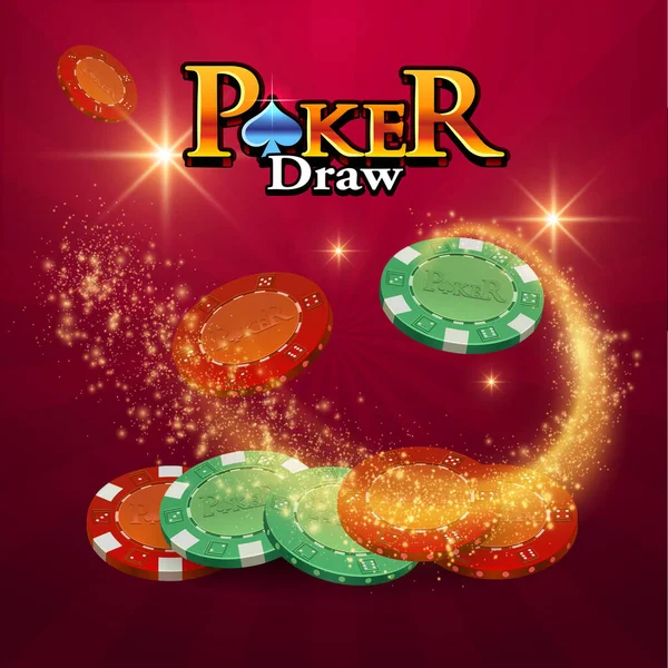 Logo Poker Sobre Fondo Rojo Con Remolino Estrellas Doradas Una — Vector de stock
