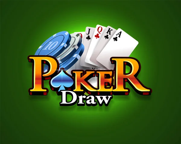 Logo Poker Sobre Fondo Verde Aislado Juego Cartas Juego Casino — Vector de stock