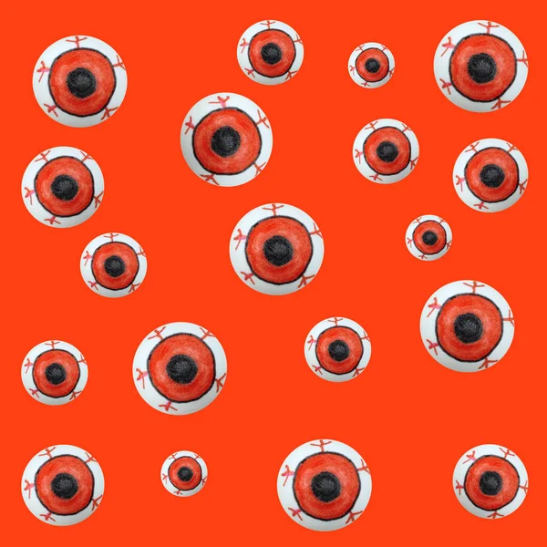 Креативний безшовний візерунок очей на помаранчевому фоні в поп-стилі. Хеллоуїн концепція свята . — стокове фото