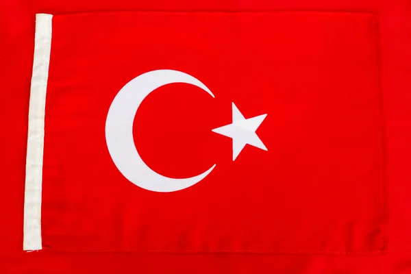 Small Turkish Flag Big Size One Top View Flat Layout — Stock Photo, Image