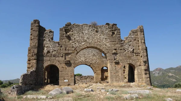 Βασιλική Στον Άλλο Λόφο Της Ασπένδου Ρωμαϊκά Ερείπια — Φωτογραφία Αρχείου