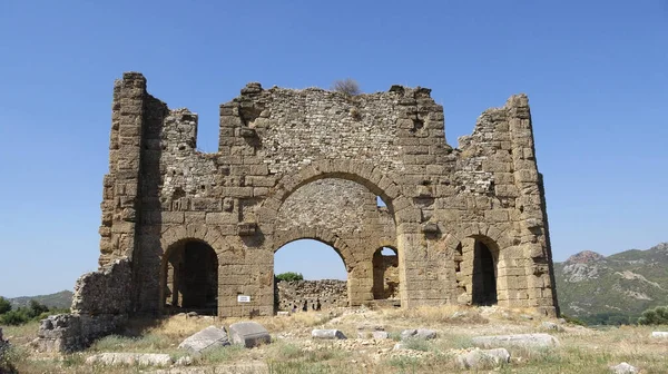 Βασιλική Στον Άλλο Λόφο Της Ασπένδου Ρωμαϊκά Ερείπια — Φωτογραφία Αρχείου