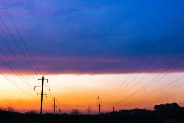 Pôr Sol Natural Céu Dramático Brilhante Terra Negra Paisagem Sob — Fotografia de Stock