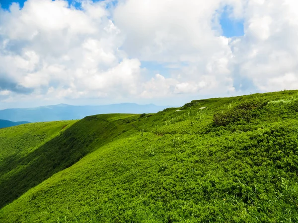 Polonyna Runa Região Transcarpathian Montanhas Primavera Verão Colinas Verdes Céu — Fotografia de Stock