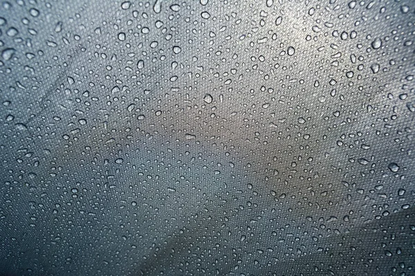 Nahaufnahme Von Wassertropfen Auf Dem Zelt Makrofotografie Zelten Frühling Sommer — Stockfoto