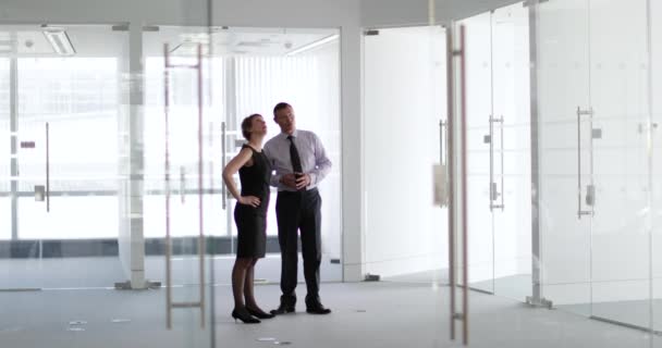 Business colleagues looking at new office space — Stock Video