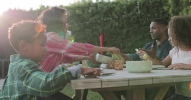 Afro-Amerikan aile aile yemeği açık havada olması