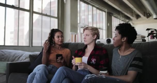 Jeunes Amis Adultes Socialisant Dans Appartement Loft — Video