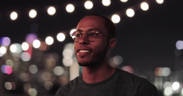 Portrait Jeune Homme Afro Américain Plein Air Été — Video