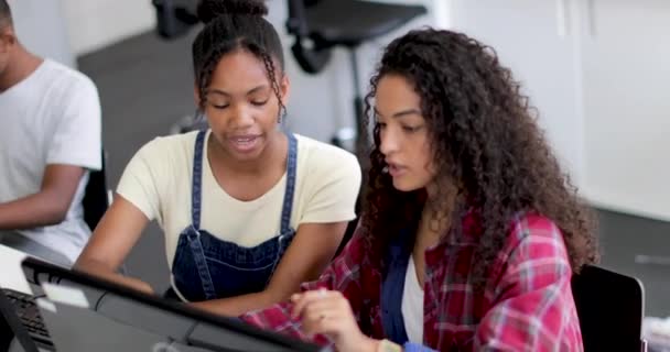 Bir Bilgisayar Bilim Sınıfta Öğrenciler — Stok video