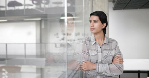 Retrato Una Mujer Negocios Árabe Una Oficina — Vídeos de Stock