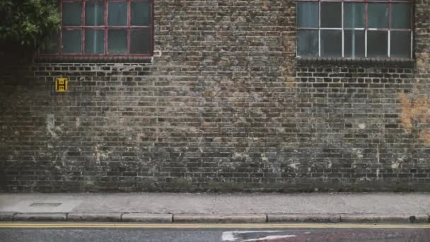 Young Adult Female Leaping Air Brick Wall Backdrop — Stock Video