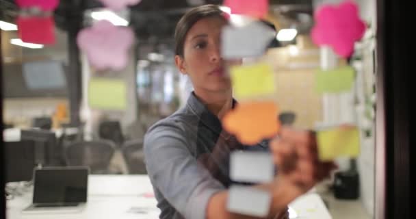 Erwachsene Frauen Brainstorming Ideen Der Nacht Einem Büro — Stockvideo