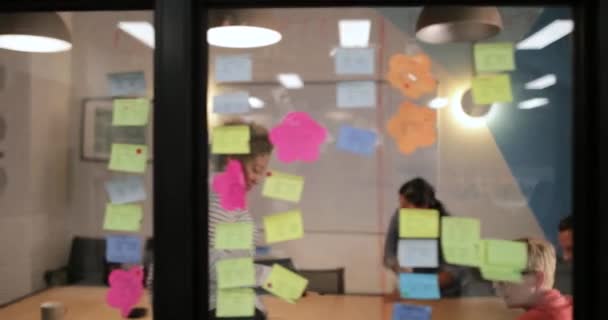 Happy Coworkers Leaving Team Meeting — Stock Video