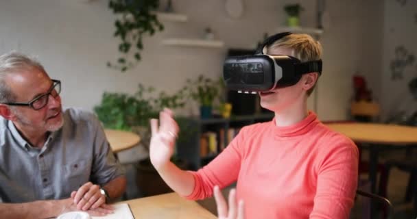 Coworkers Working Headset Technology — Stock Video