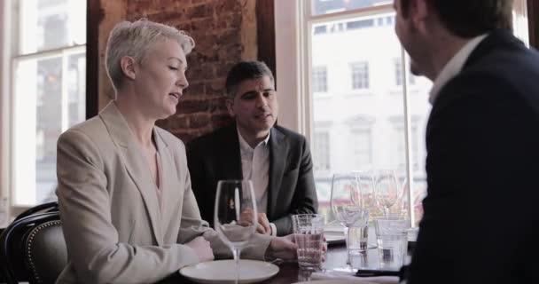 Керівники Бізнесу Обідають Ресторані — стокове відео