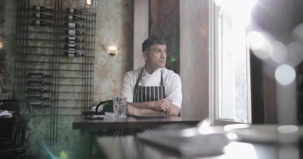 Retrato Del Chef Masculino Restaurante — Vídeos de Stock