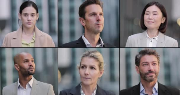 Montage of Business Executive Team, patrząc na aparat fotograficzny, portret — Wideo stockowe