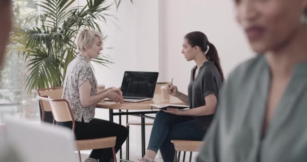 Mujeres jóvenes empresarias en una reunión — Vídeos de Stock